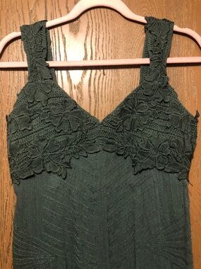 Free People Floral Crochet Ethnic Boho Hippie Summer Festival Dress Green